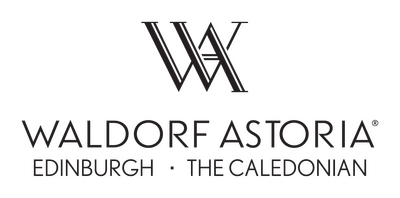 Waldorf Astoria logo. Interlinked W and A above black text reading 'Waldorf Astoria Ediburgh – The Caledonian' against a white background.